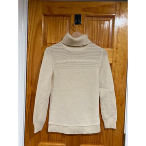 Paul Stuart Ivory Cable Knit Turtleneck Sweater Wool Blend Size 6